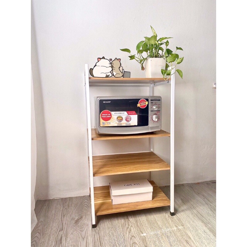 ⛔MIỄN PHÍ SHIP⛔Kệ Lò Vi Sóng 4 Tầng Khung Sắt, Sàn Gỗ Cực Chắc Chắn | BigBuy360 - bigbuy360.vn