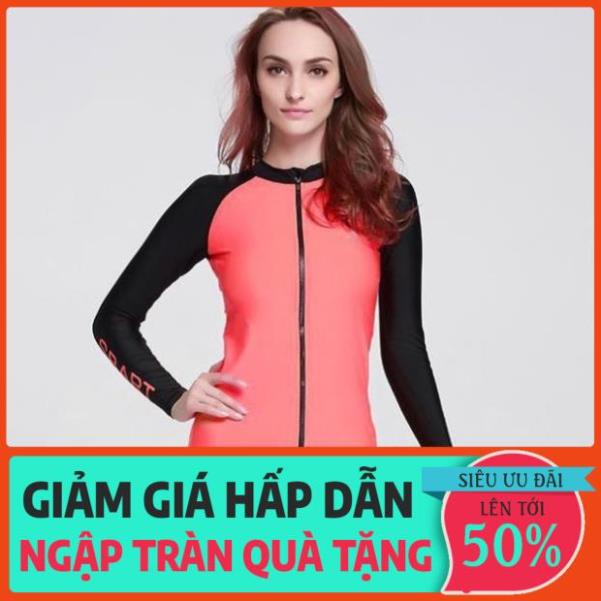Lẻ áo bơi nữ dài tay kéo khóa có đệm ngực hàng SBART cao cấp  ཾ ་ *