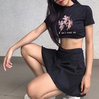 Áo Croptop Tay Ngắn In Hình Thiên Thần Siêu Ngầu - Chuly