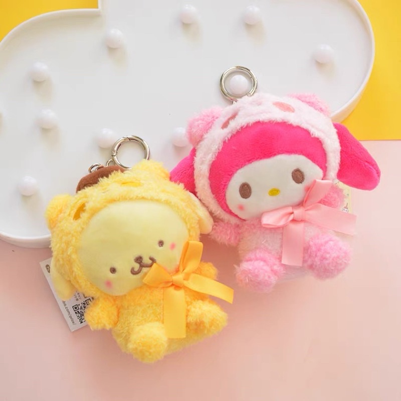 Móc khoá Búp bê nhồi bông hình nhân vật hoạt hình My Melody Kuromi xinh xắn 10cm