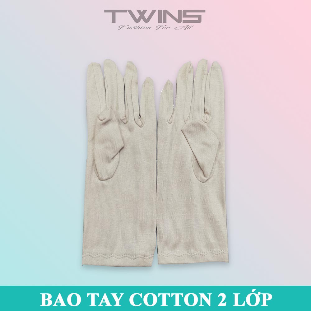 Bao tay đi nắng nữ chất liệu cotton 2 lớp cao cấp mềm mịn thấm hút mồ hôi chống nắng, giữ ấm, lái xe