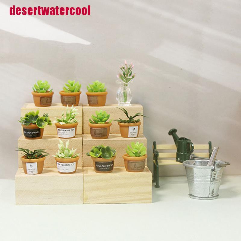 Bộ 4 mô hình chậu cây trang trí nhà búp bê mini tỷ lệ 1:12