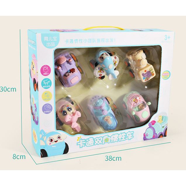 Bộ 6 Xe Mini kids toys - Những Người Bạn vui Vẻ - Dành cho Trẻ từ 1-5 tuổi - Động cơ bánh đà hoạt động trơn tru