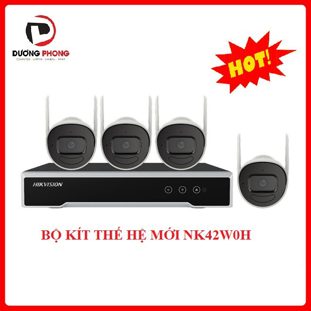 Bộ Kit 4 Camera IP Wifi 2MP Thế hệ mới HIKVISION NK42W0H(D) - BH24T Chính hãng