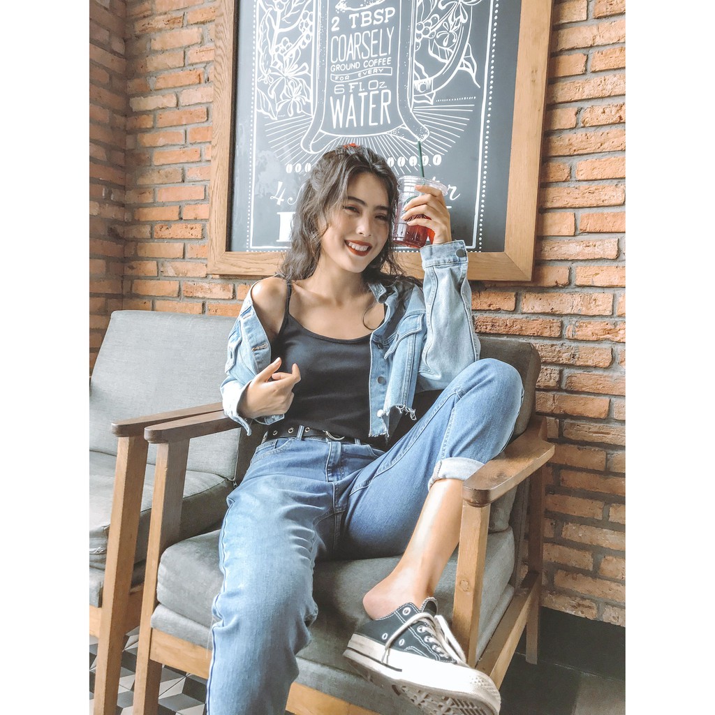 Áo khoác jean MIEU dáng lửng - FA10 | BigBuy360 - bigbuy360.vn