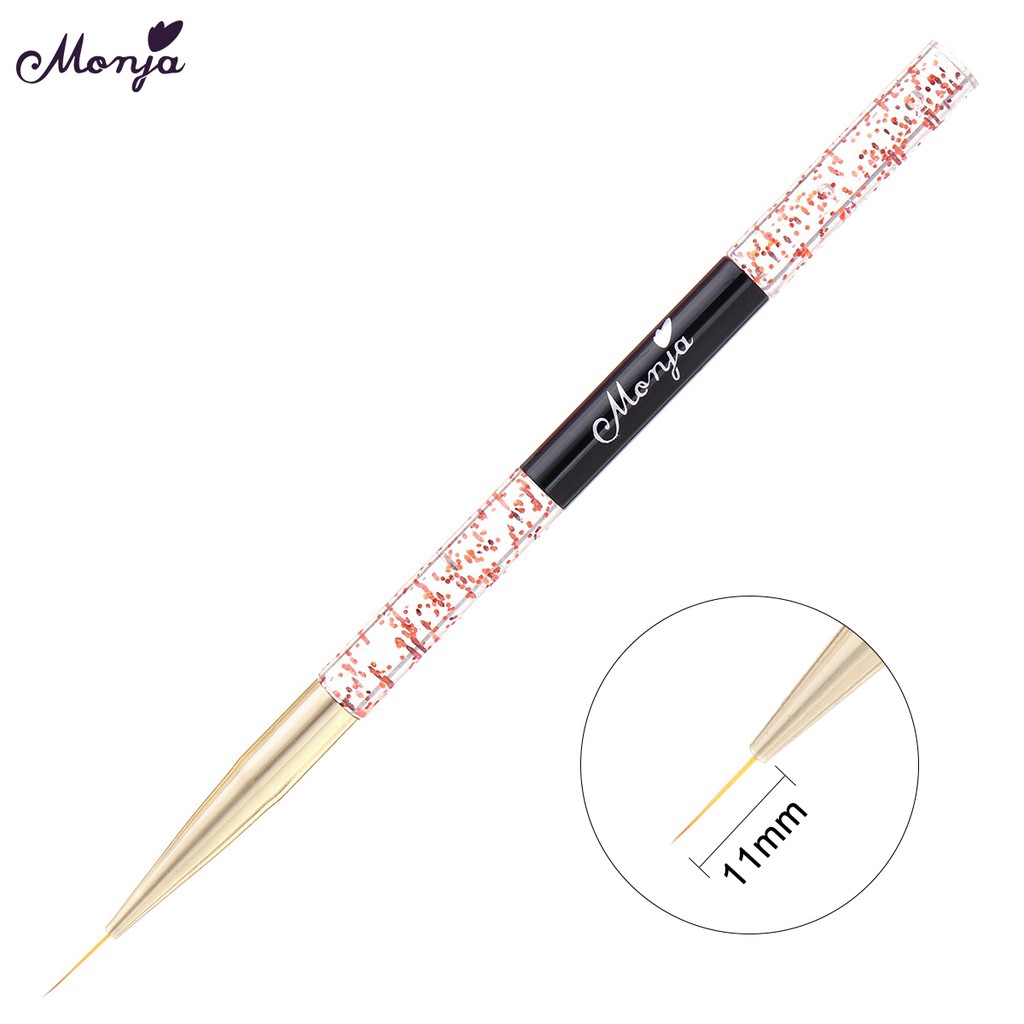 Monja 3 Pcs Nail Art Acrylic Liner Painting Brush French Lines Stripes Grid Pattern Drawing Pen 3D DIY Tips Manicure Tools