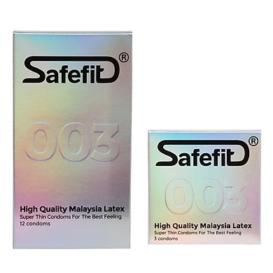 [ GIÁ SỈ ]  Bao cao su siêu mỏng cao cấp, chống tuột, tạo cảm giác chân thật Safefit 003 - Hộp 3 hoặc 12 cái
