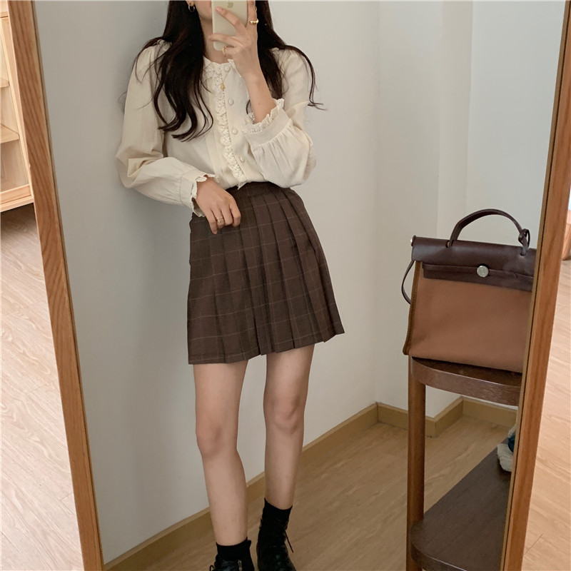 Áo Sơ Mi Nữ Form Rộng Tay Dài Phối Ren Phong Cách Hàn Quốc 40656