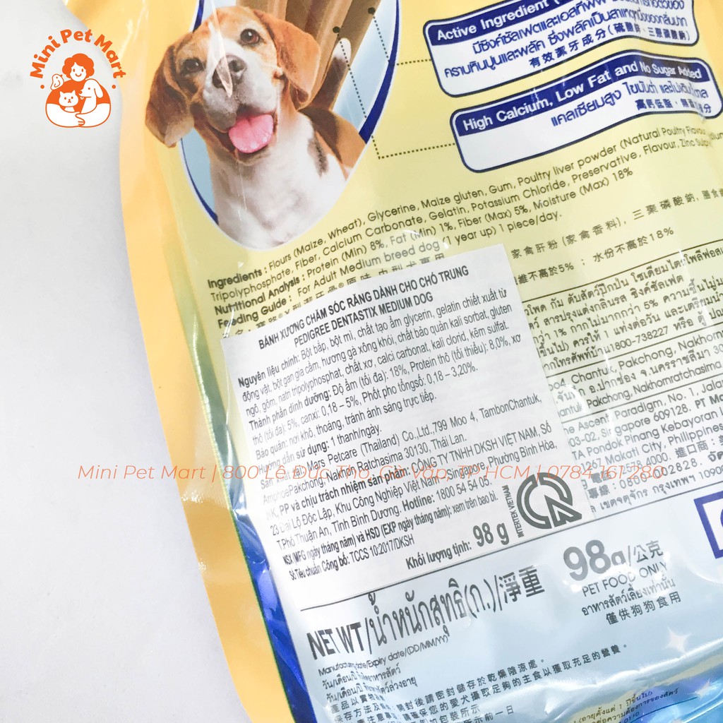 Bánh xương chăm sóc răng PEDIGREE DentaStix cho chó lớn 10-25kg - gói 4 que
