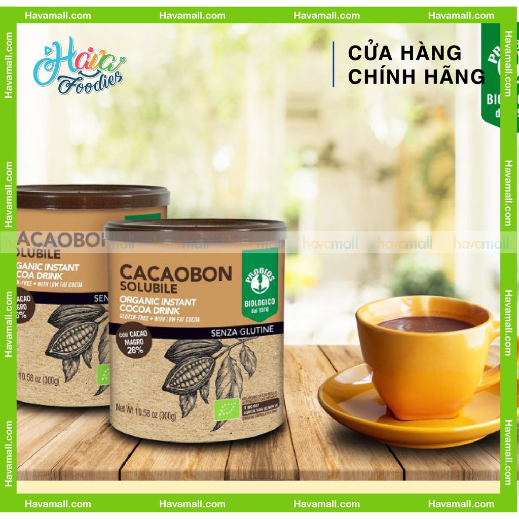 [HÀNG CHÍNH HÃNG] Bột Cacao Hữu Cơ Probios 300gr - Organic Instant Cocoa Drink