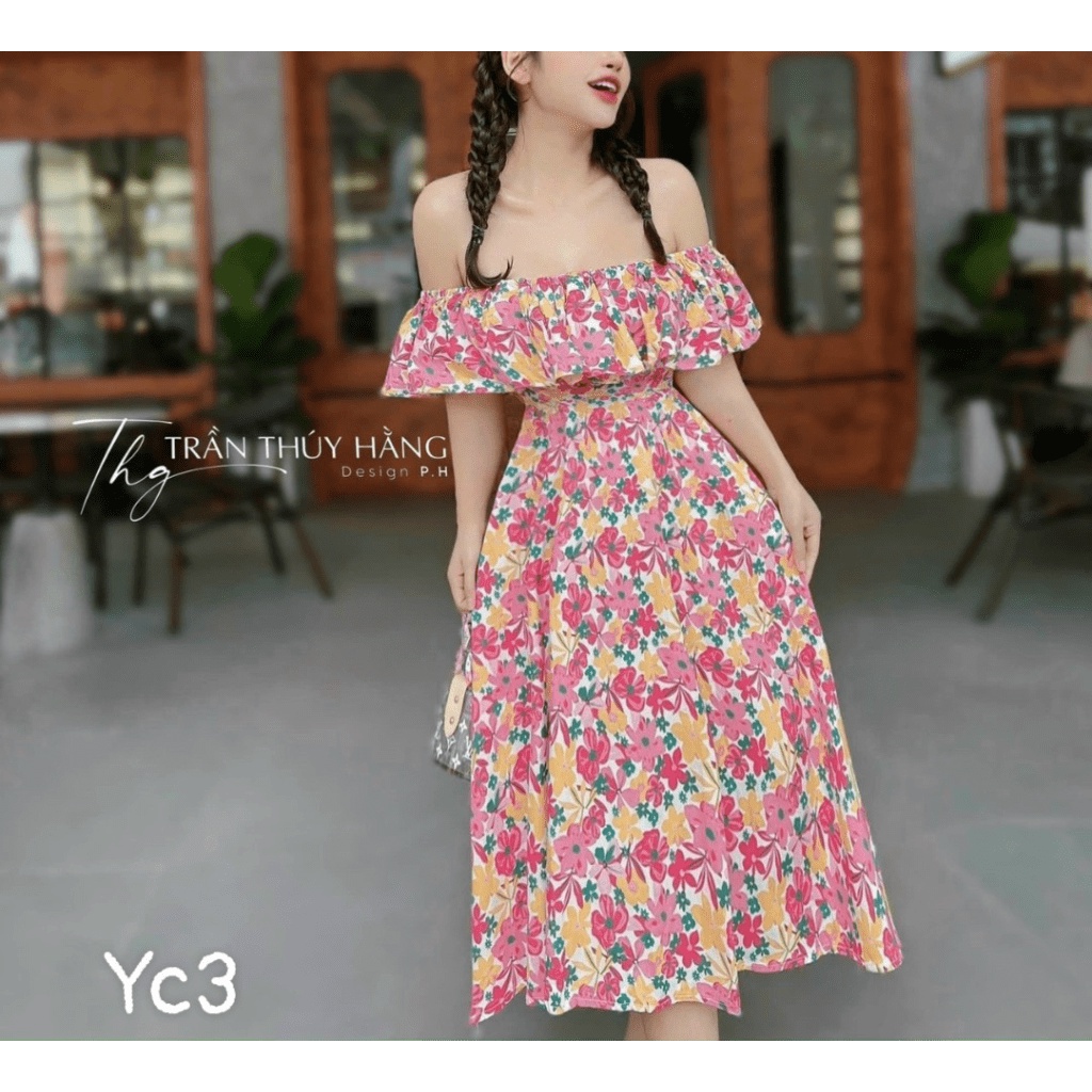 (MẪU MỚI) ĐẦM LỤA TRỄ VAI HOA DÁNG SUÔNG TIỂU THƯ XINH XẮN CHE BẮP VAI TO CỰC ĐỈNH PU HHP FASHION