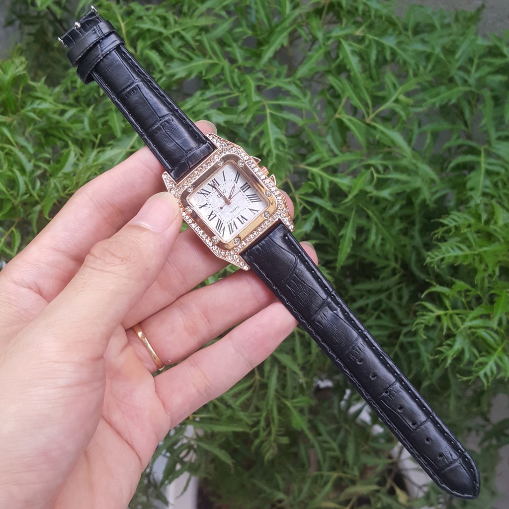 Đồng Hồ Nữ Thời Trang DZG Mặt Vuông Dây Da Đính Đá Sang Trọng | BigBuy360 - bigbuy360.vn