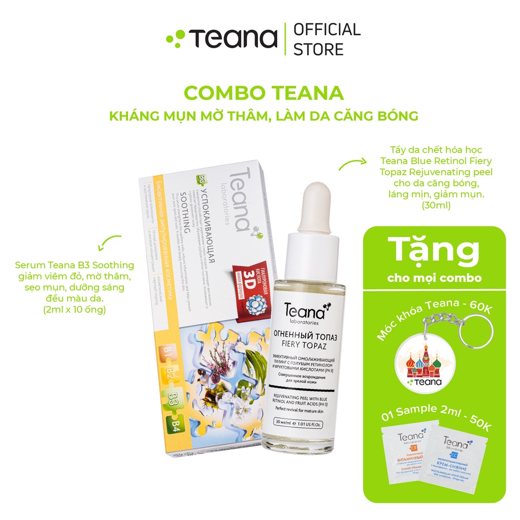 Combo Teana kháng mụn, mờ thâm, làm da căng bóng