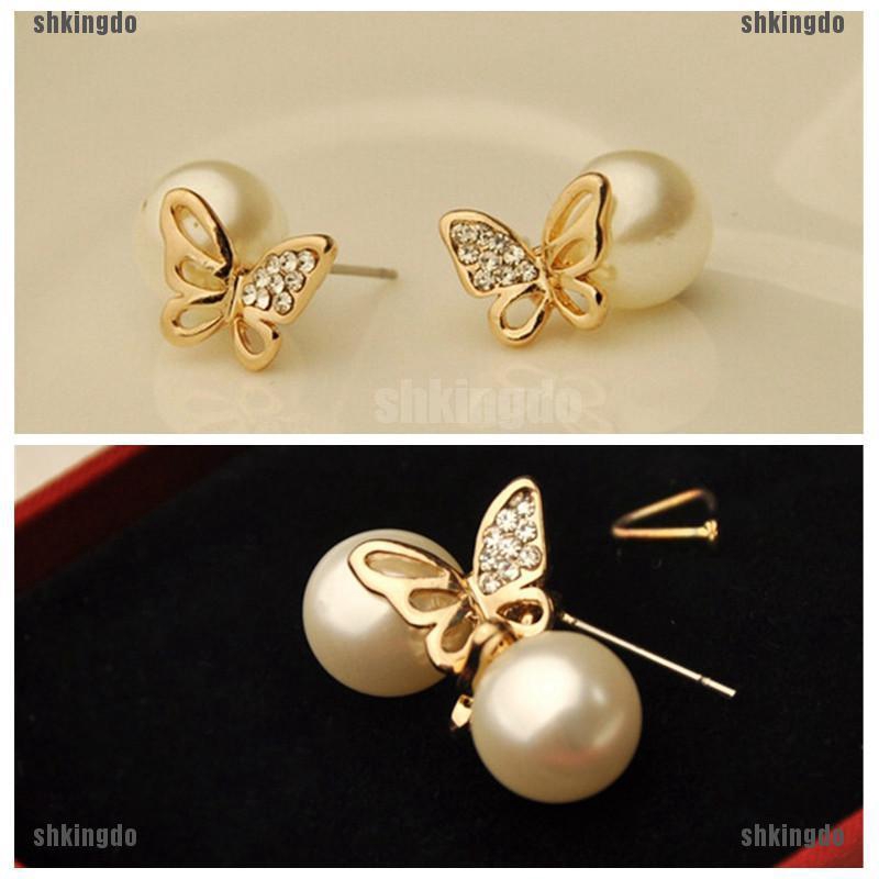 Hoa tai đính ngọc hình bướm xinh xắn lấp lánh