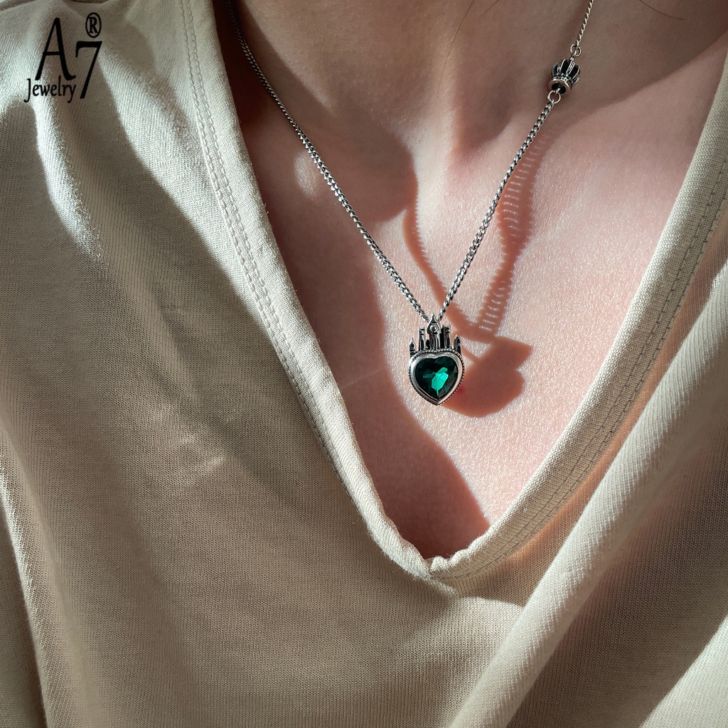 Vòng cổ Bạc Thái Mặt Vương Miện Màu Sắc A7