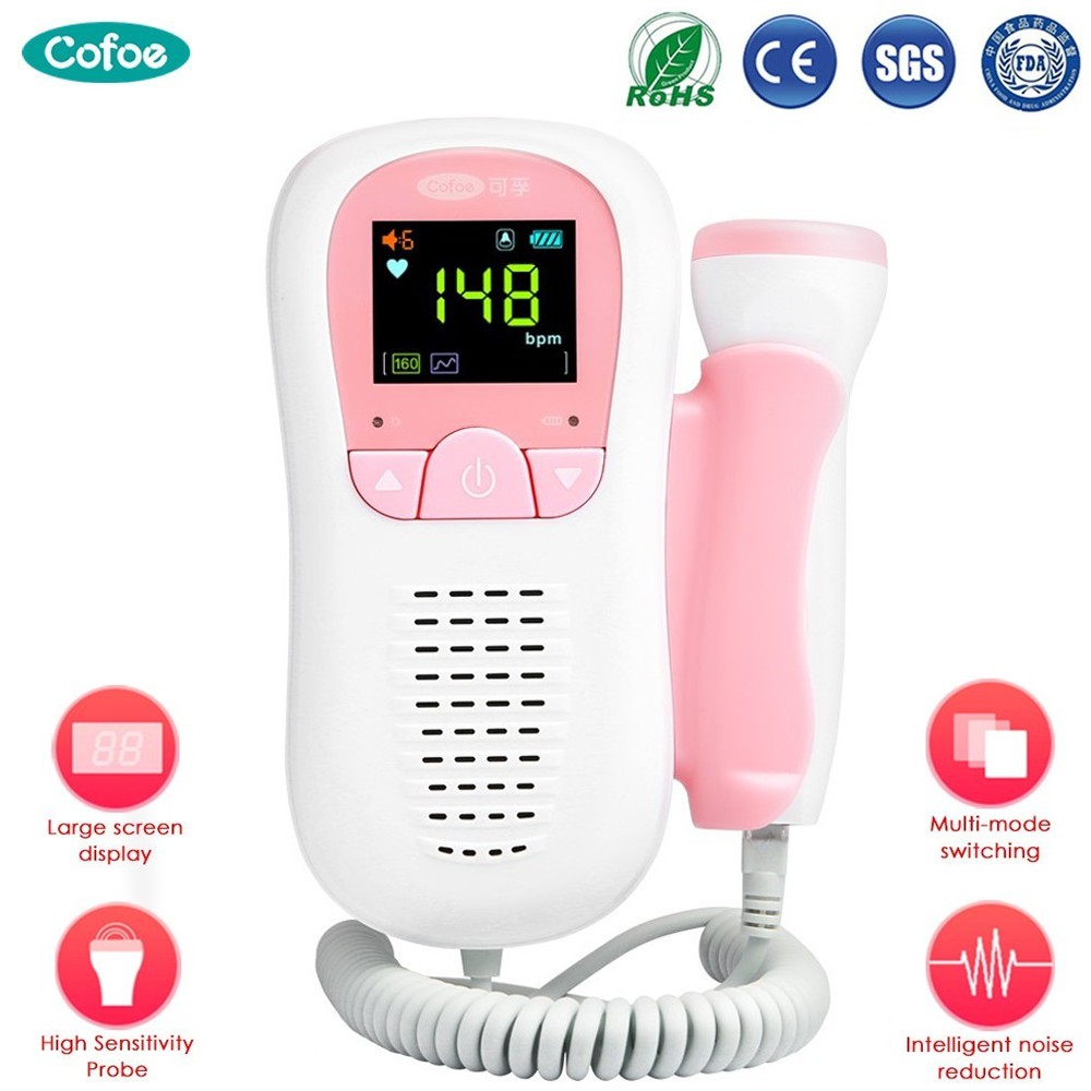 [Mã FMCGM100 - 10% đơn 500K] Máy đo nhịp tim thai nhi Cofoe Doppler sạc USB /Pin có 2 loại