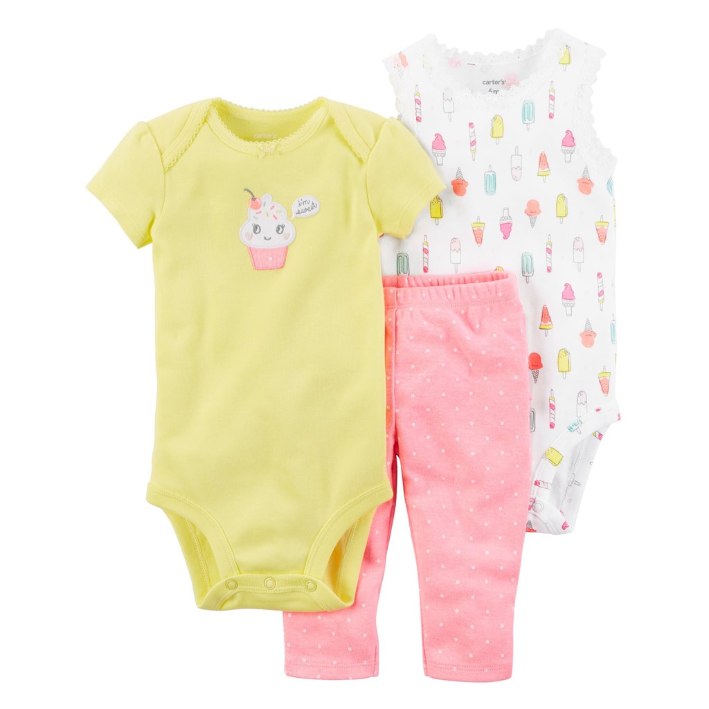 Set 2 Body + quần mông thú Carter cho bé gái