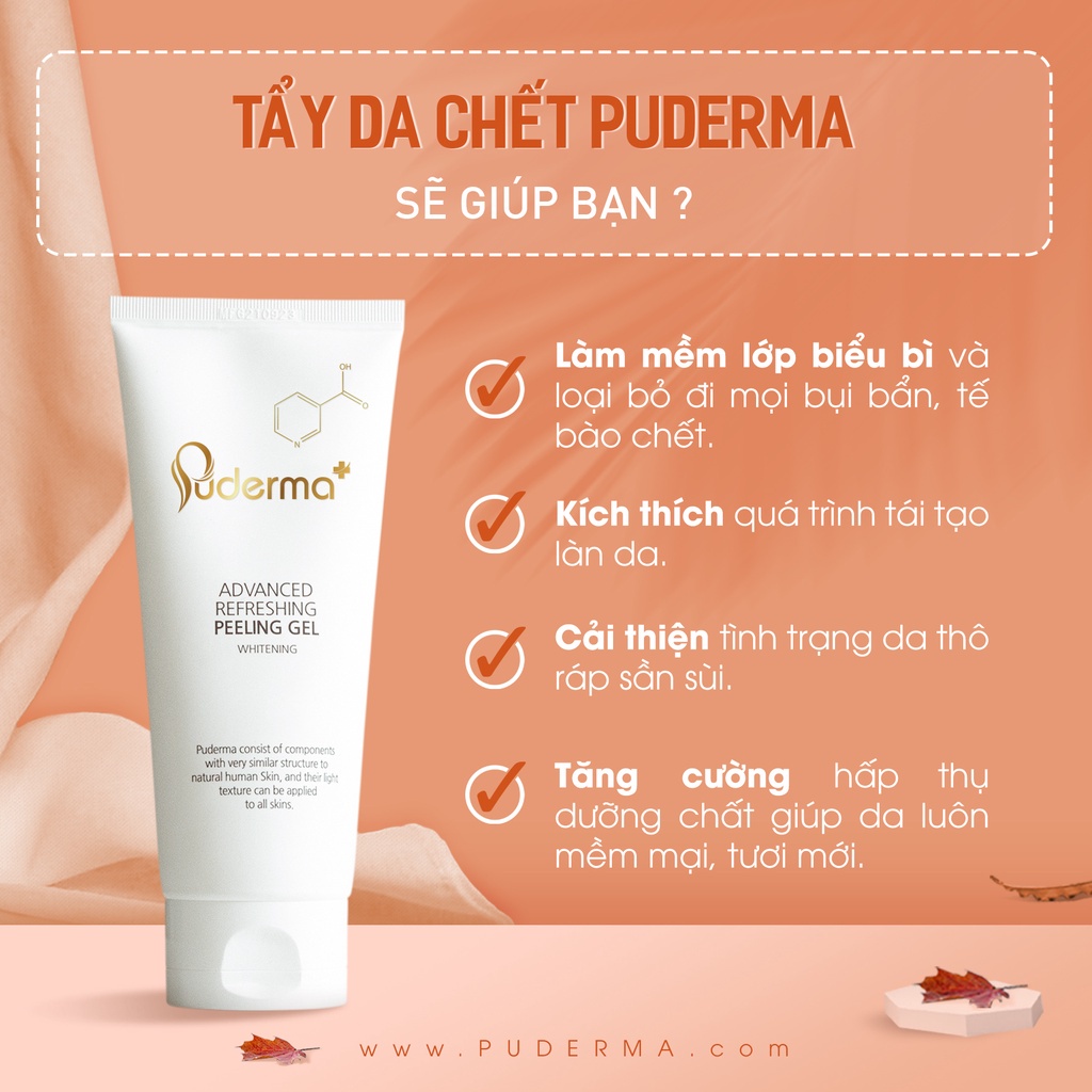 Tẩy Da Chết Puderma Advanced Refreshing Peeling Gel Giúp Làm Sạch Tế Bào Da Chết, Mang Lại Làn Da Mịn Màng, Tươi Sáng