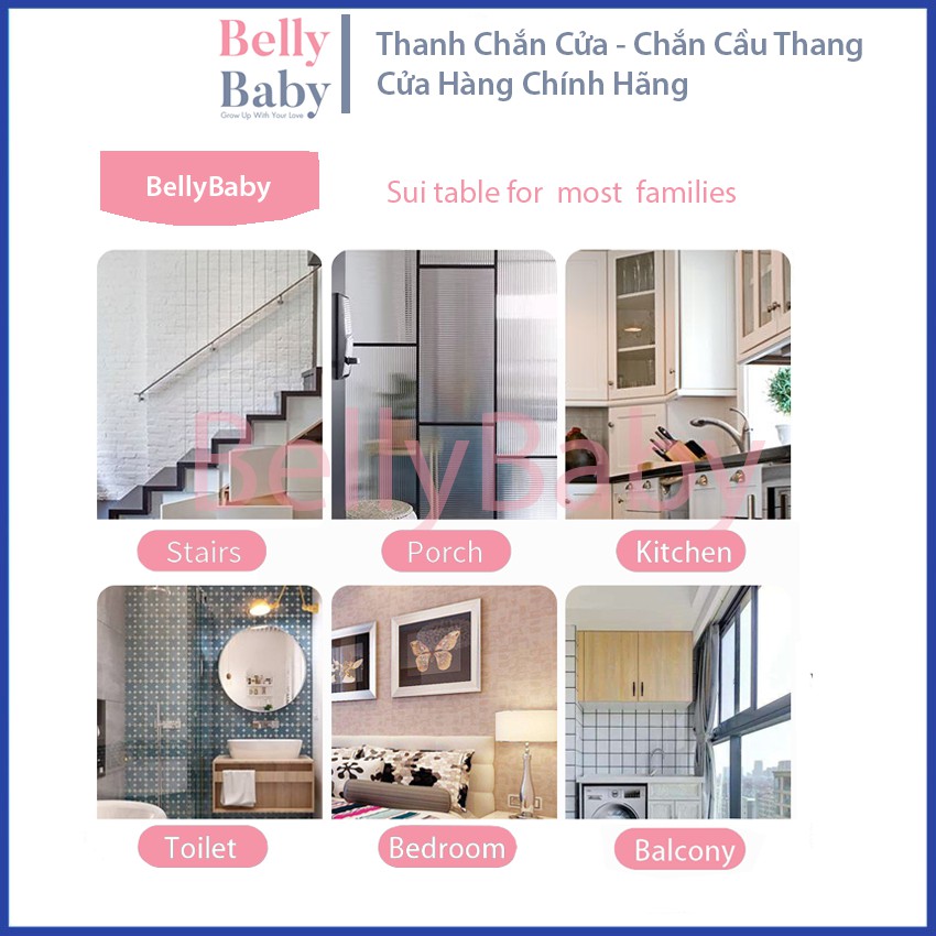 Thanh chắn cửa, thanh chắn cầu thang Bellybaby, bảo vệ an toàn cho trẻ nhỏ - BellyBaby