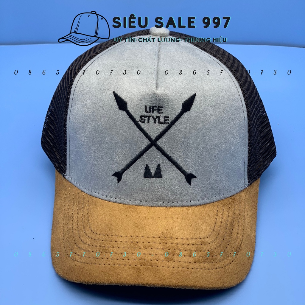 NÓN KẾT PHỐI LƯỚI 2 MŨI TÊN CHẤT DA LỘN CAO CẤP, MŨ LƯỠI TRAI NAM NỮ THÒI TRANG