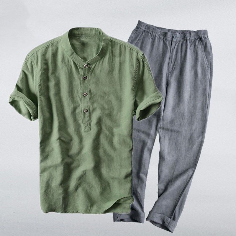 Quần Đũi khóa+Áo Sơ Mi Đũi Cao Cấp | BigBuy360 - bigbuy360.vn