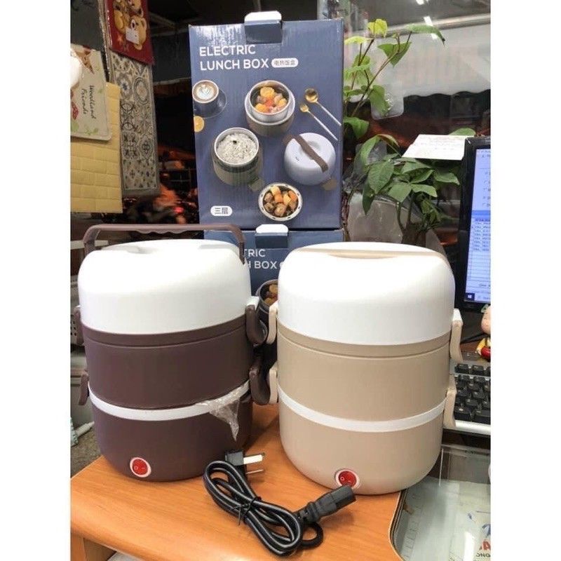 Hộp Cơm Cắm Điện Hâm Nóng Thức Ăn - Cặp Lồng Giữ Nhiệt Inox 3 tầng