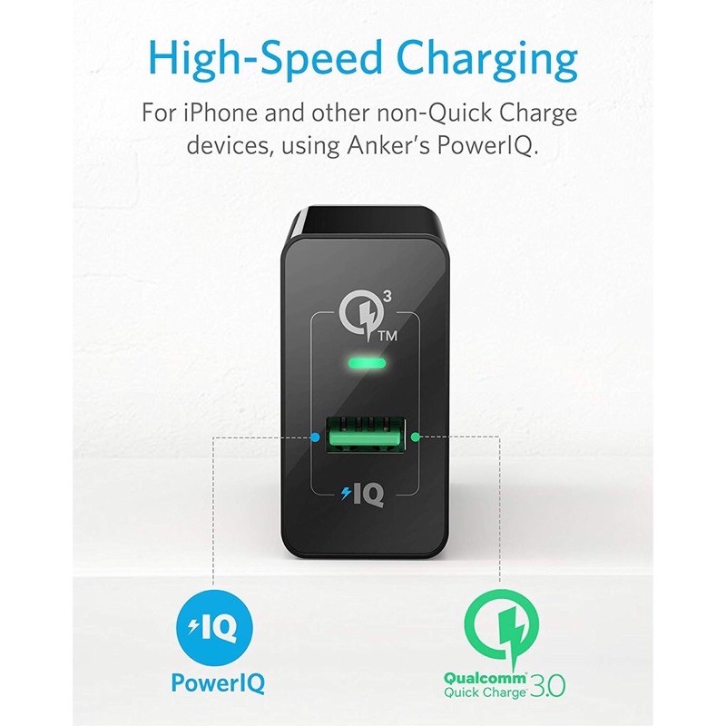 Sạc nhanh Anker 18W - Quick Charge 3.0, Anker 18W USB Wall Charge