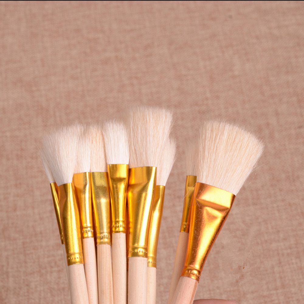 Bộ cọ vẽ tranh sơn dầu đầu tròn màu gỗ bằng acrylic bền bỉ chất lượng cao