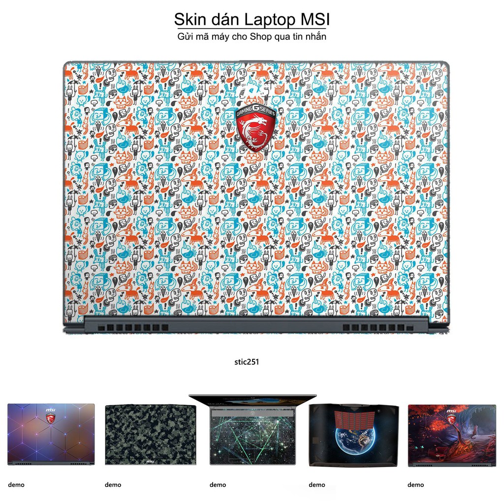 Skin dán Laptop MSI in hình hoạt hình animal - stic251 (inbox mã máy cho Shop)