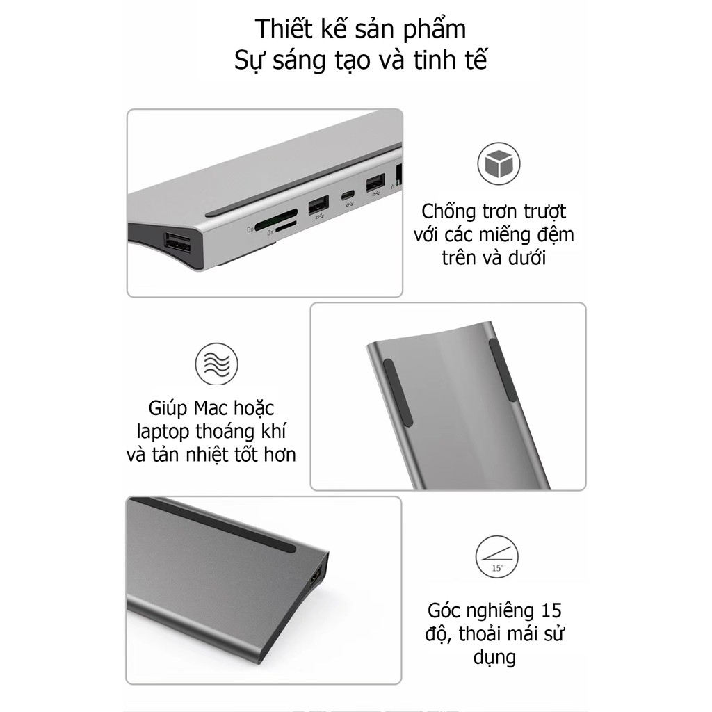 Hub USB Type-C đa chức năng HDMI/ VGA/ RJ45/ PD/ USB/ TF/ SD - UTH111160