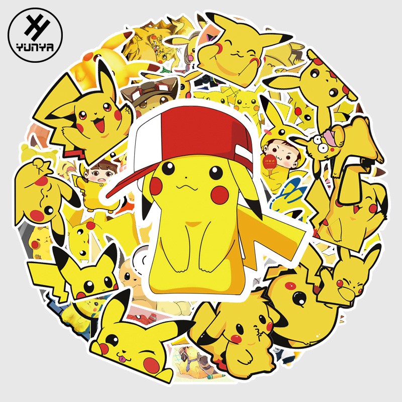 Bộ 50 Miếng Dán Trang Trí Hình Pikachu Đáng Yêu