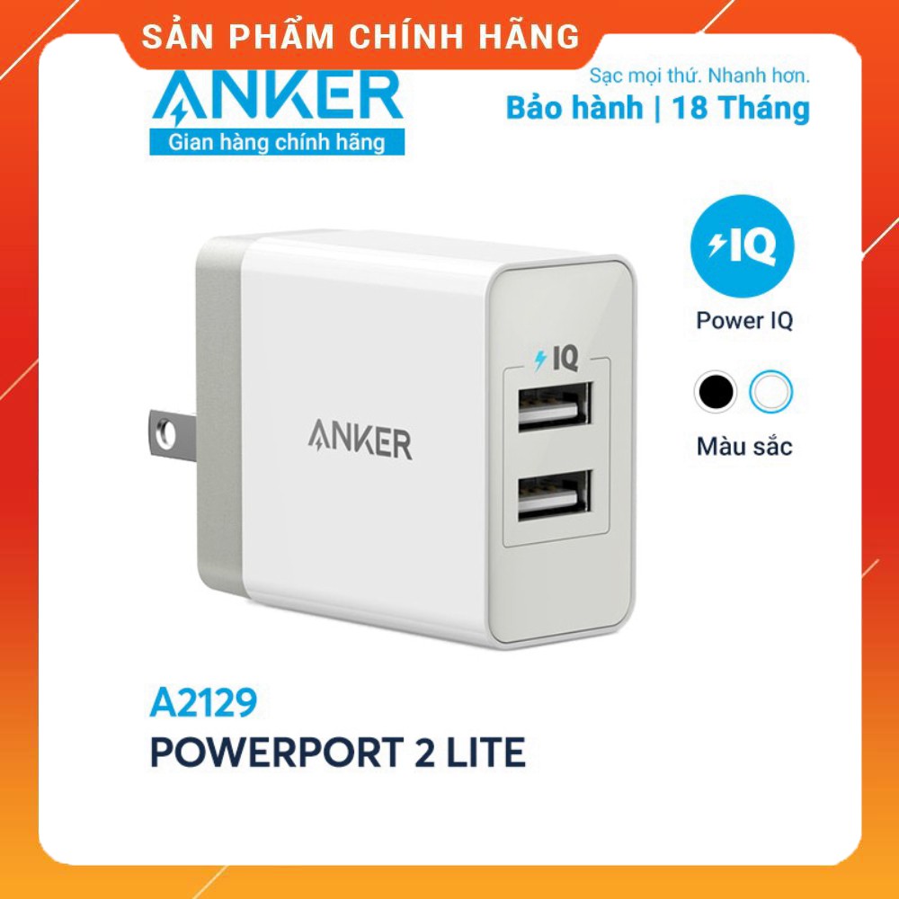 Sạc ANKER PowerPort 2 Lite - 12w - A2129