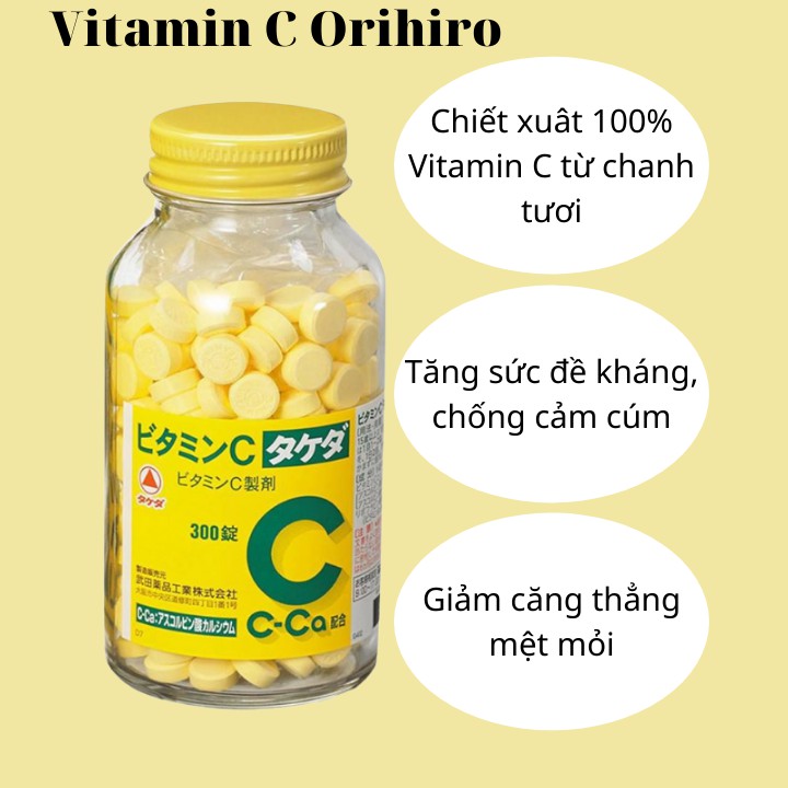 [Chính hãng Orihiro] Vitamin C Orihiro Tablets 300 viên nén 1000mg của Nhật, tăng sức đề kháng