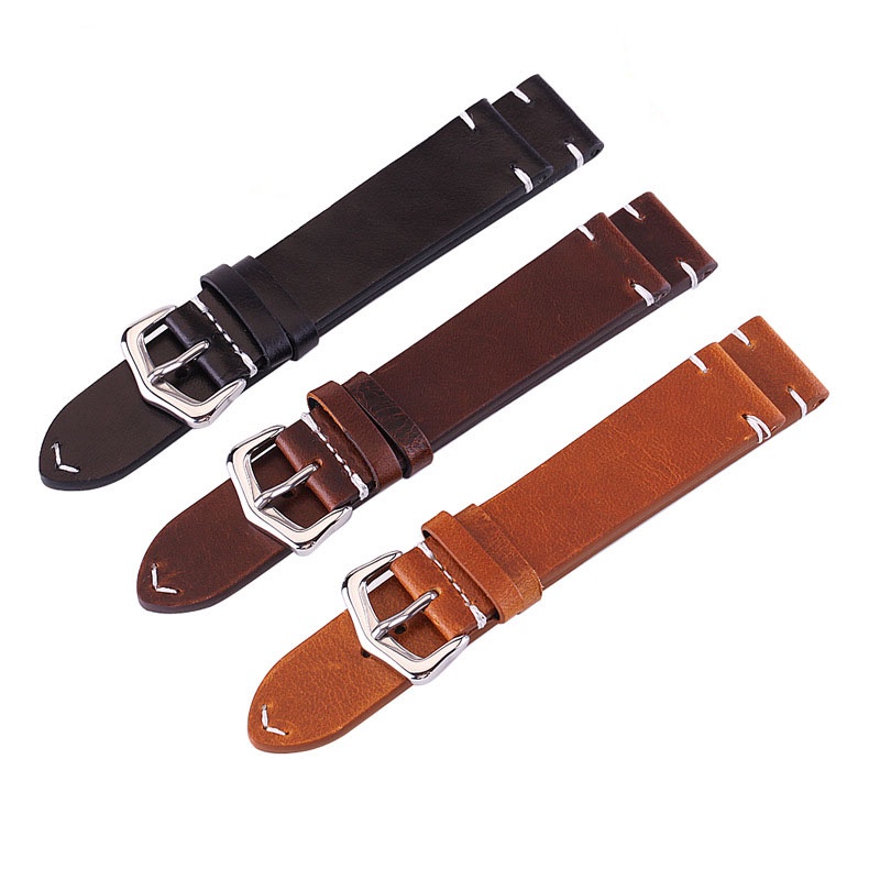 Dây Đeo Đồng Hồ Bằng Da 18mm 19mm 20mm 21mm 22mm 24mm Phong Cách Retro