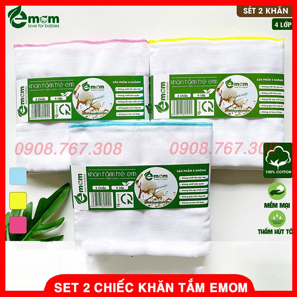 [Gói 2 Chiếc] Khăn Tắm 4 Lớp Siêu Thấm Emom Trẻ Em - Khăn Tắm Xô 4 Lớp Emom Cho Bé - BTT00686