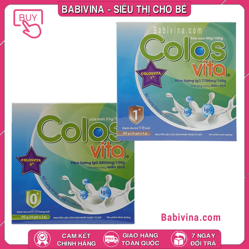 [CHÍNH HÃNG] Đủ Số - Sữa Non Colosvita Số 0 - 1 -Hộp 60g / 20 gói | COLOS VITA - Date Mới Nhất - Giá Tốt Nhất | Babivina