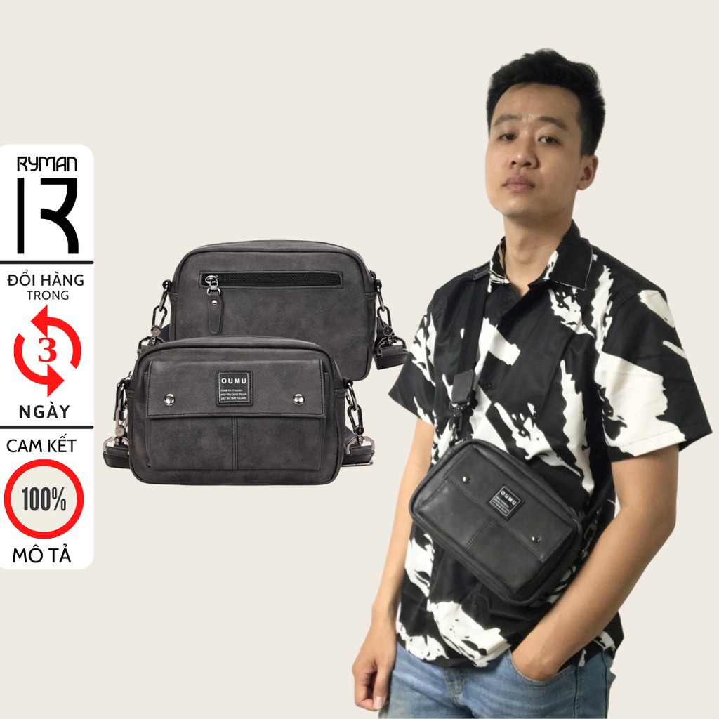 Túi đeo chéo nam OUMU bag Da PU chống nước, túi chéo nam phù hợp cho học sinh, sinh viên đi chơi đi du lịch | BigBuy360 - bigbuy360.vn