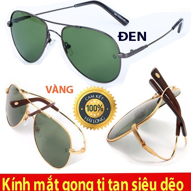 Kính mắt nam titan siêu dẽo bẻ không gãy tròng thủy tinh chống UV tia cực tím