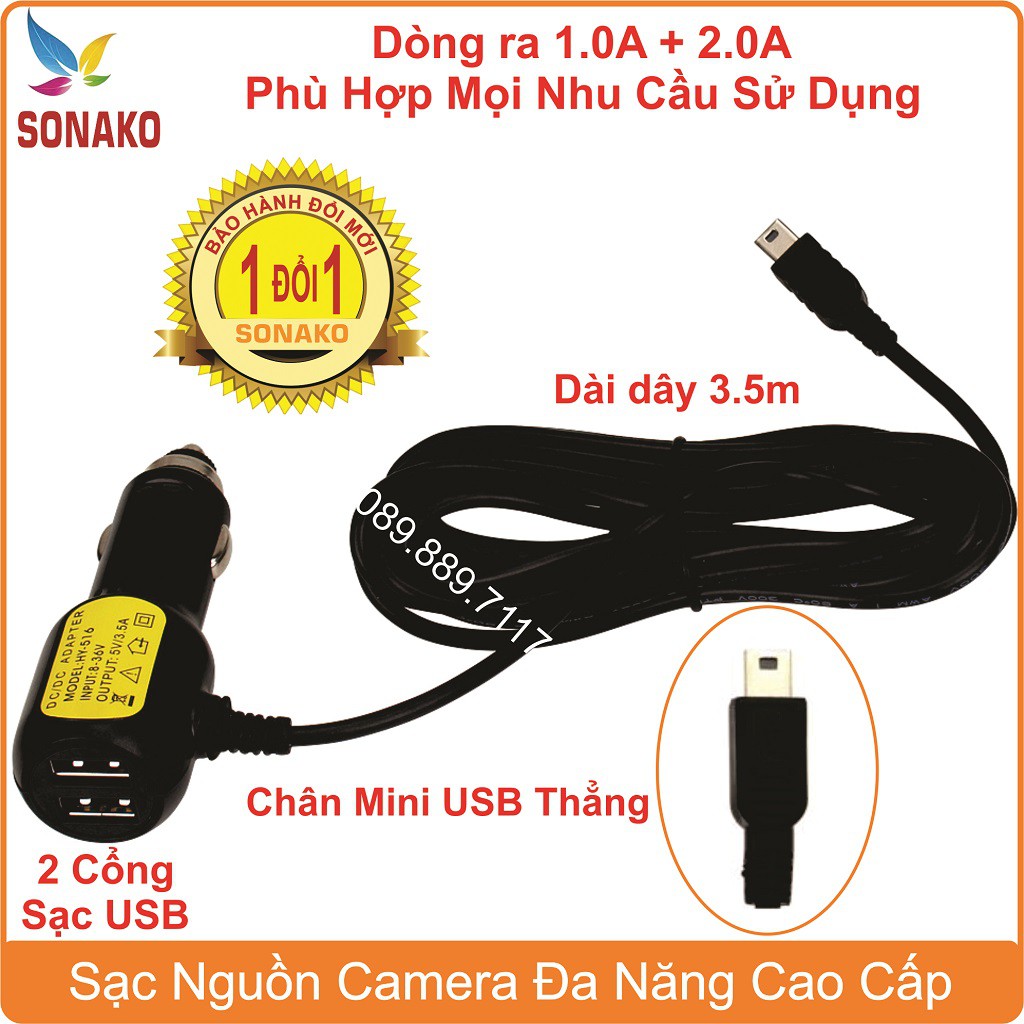 Phụ kiện camera hành trình, tẩu sạc, dây cấp nguồn, cổng usb tẩu sạc cho camera Sonako | BigBuy360 - bigbuy360.vn