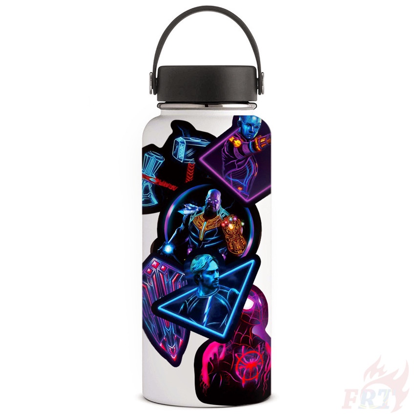 Bộ 100 Cái/Bộ ❉ Miếng Dán Trang Trí Hình Siêu Anh Hùng Marvel Màu Neon ❉ Sticker Dán Ván Trượt Thời Trang