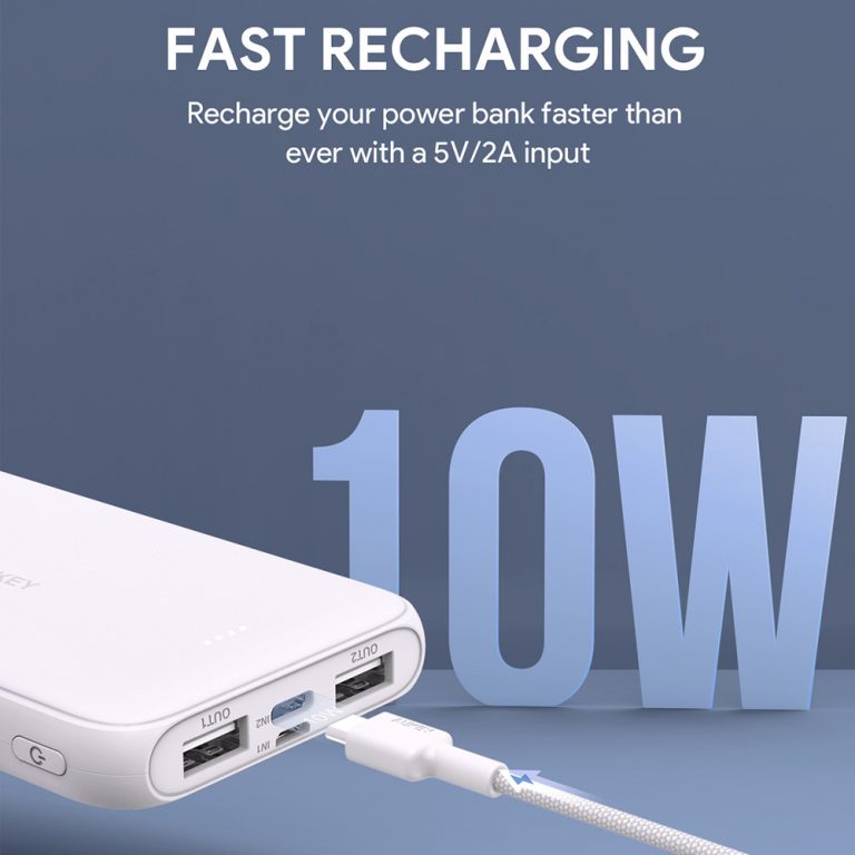 [GIAO HỎA TỐC] Sạc dự phòng Aukey 10.000mAh PB-N99, 2 cổng USB -hàng chính hãng
