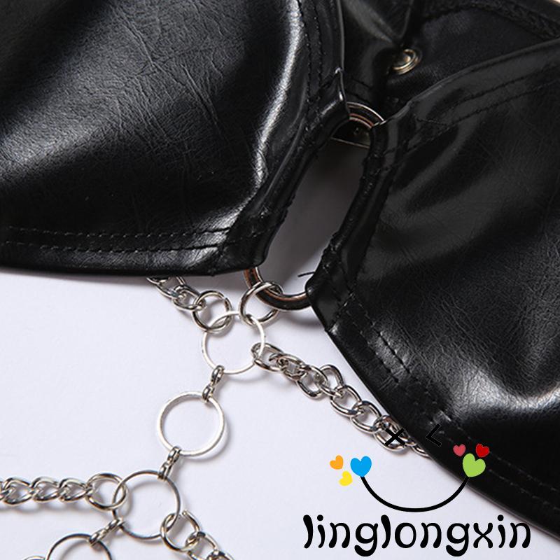 Áo 2 Dây Sát Nách Quấn Ngực Phối Dây Xích Kim Loại Kiểu Đường Phố Thời Trang Mùa Hè Cho Bạn Gái