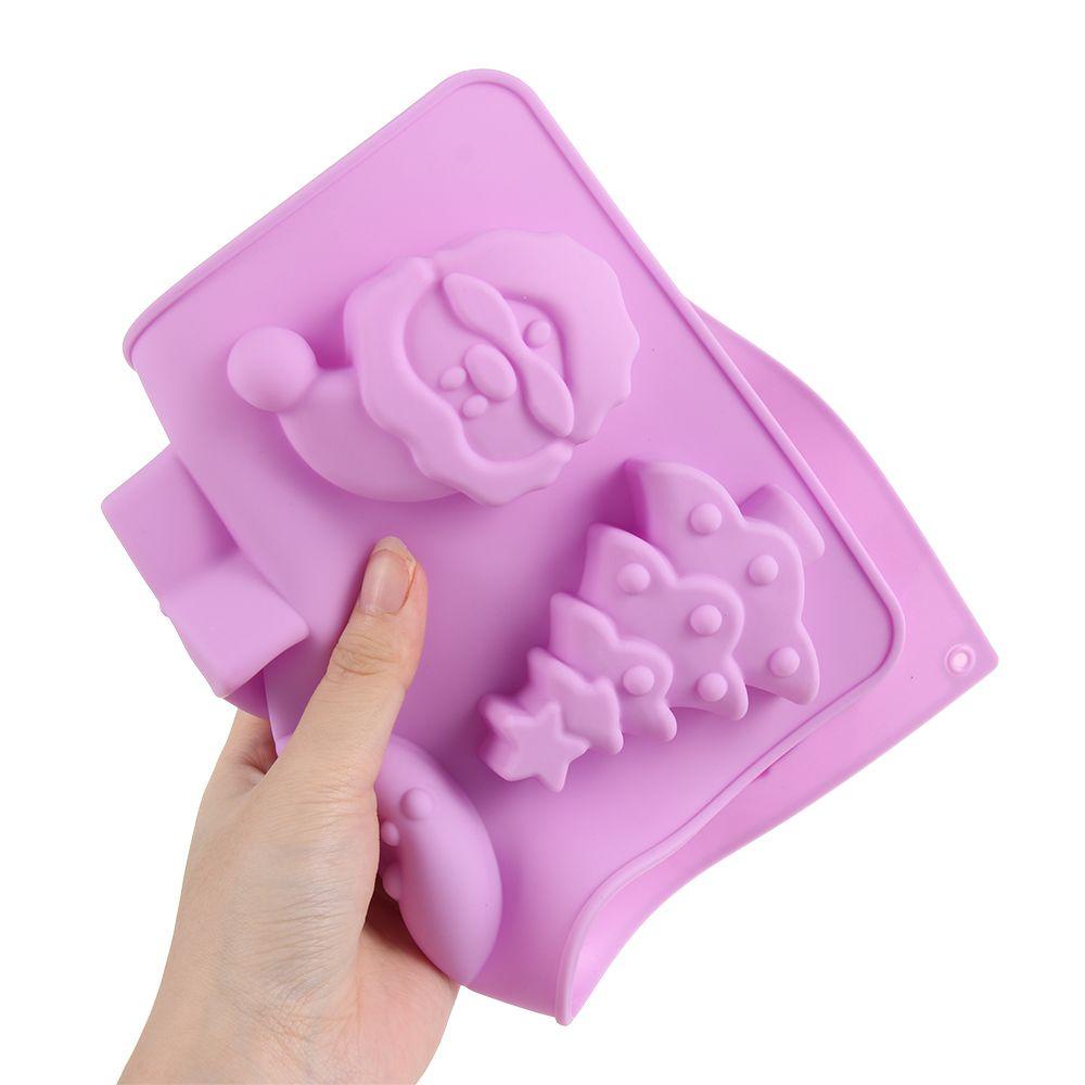 Khuôn Silicone Làm Xà Phòng Sáp Thơm Hình Ông Già Noel 6 Lỗ
