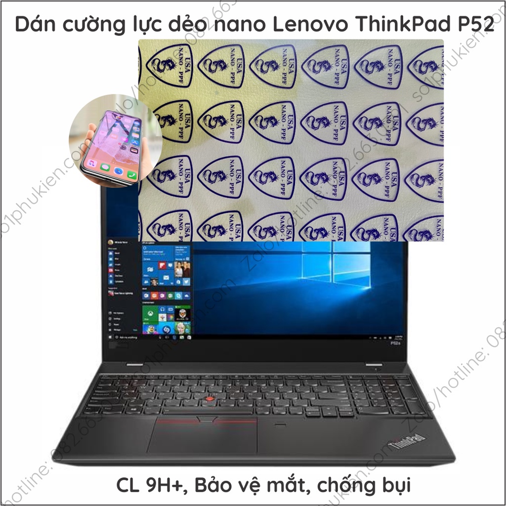 Dán màn hình cường lực Laptop Lenovo ThinkPad P52 (20M9000GUS) dẻo nano trong suốt, chống loá, bảo vệ mắt, 9H+