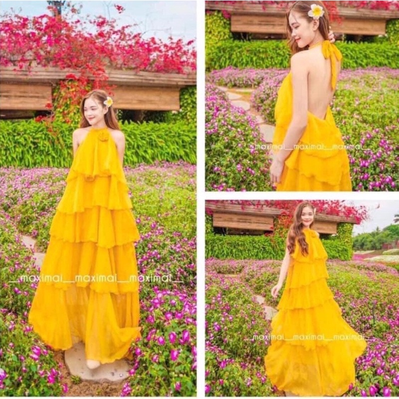 M266 Váy maxi tầng bèo