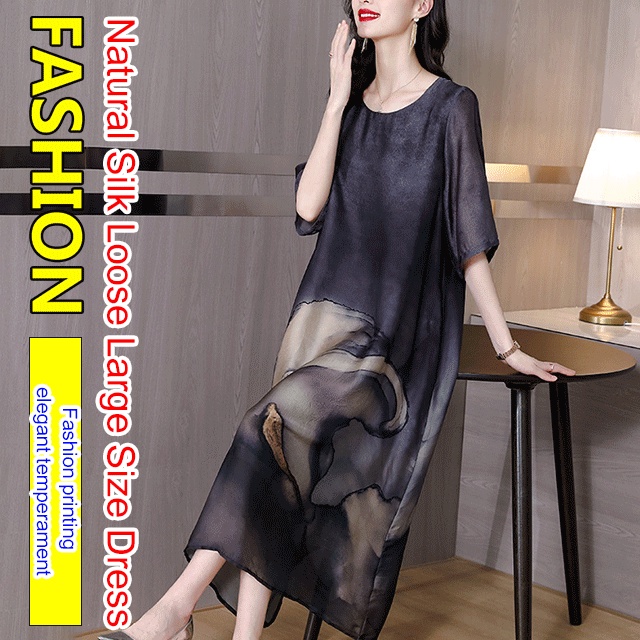 Đầm Lụa Tự Nhiên Dáng Rộng Cỡ Lớn Thoải Mái