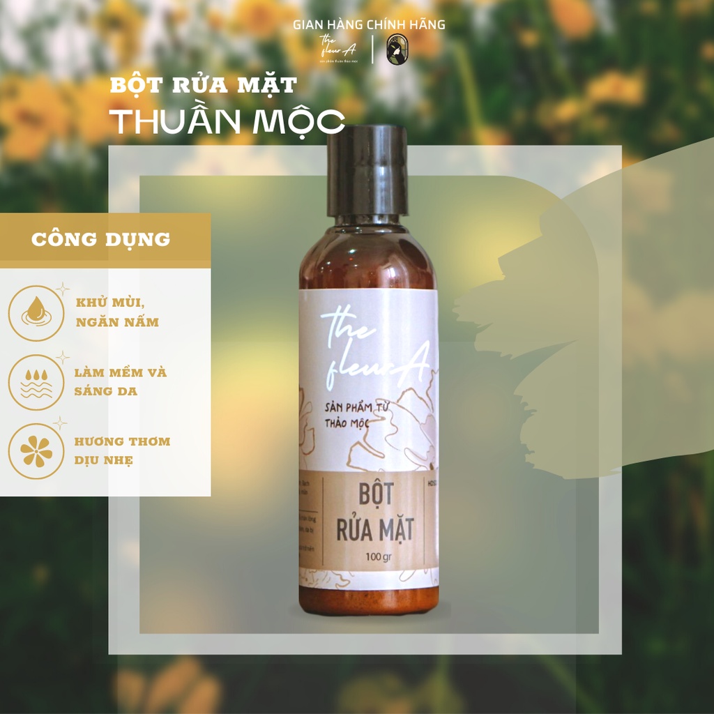 Bột Rửa Mặt Thảo Dược The Fleura, Rửa Mặt Làm Sạch Da, Ngăn Ngừa Mụn, Tẩy Tế Bào Chết Tăng Độ Đàn Hồi Cho Da An Toàn Hiệ