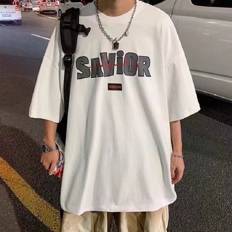 Áo Thun Tay Ngắn Dáng Rộng In Chữ Thời Trang Mùa Hè Phong Cách Hàn Quốc Cho Nam Size M-8XL