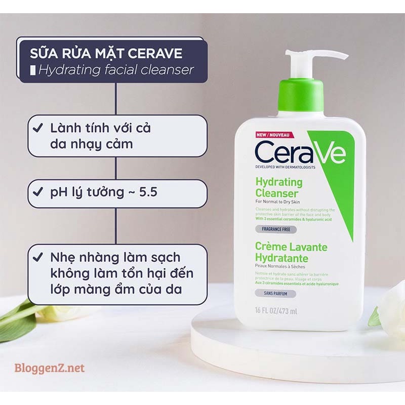 Sữa rửa mặt cerave foaming facial cleanser cho da dầu mụn nhạy cảm 473ml
