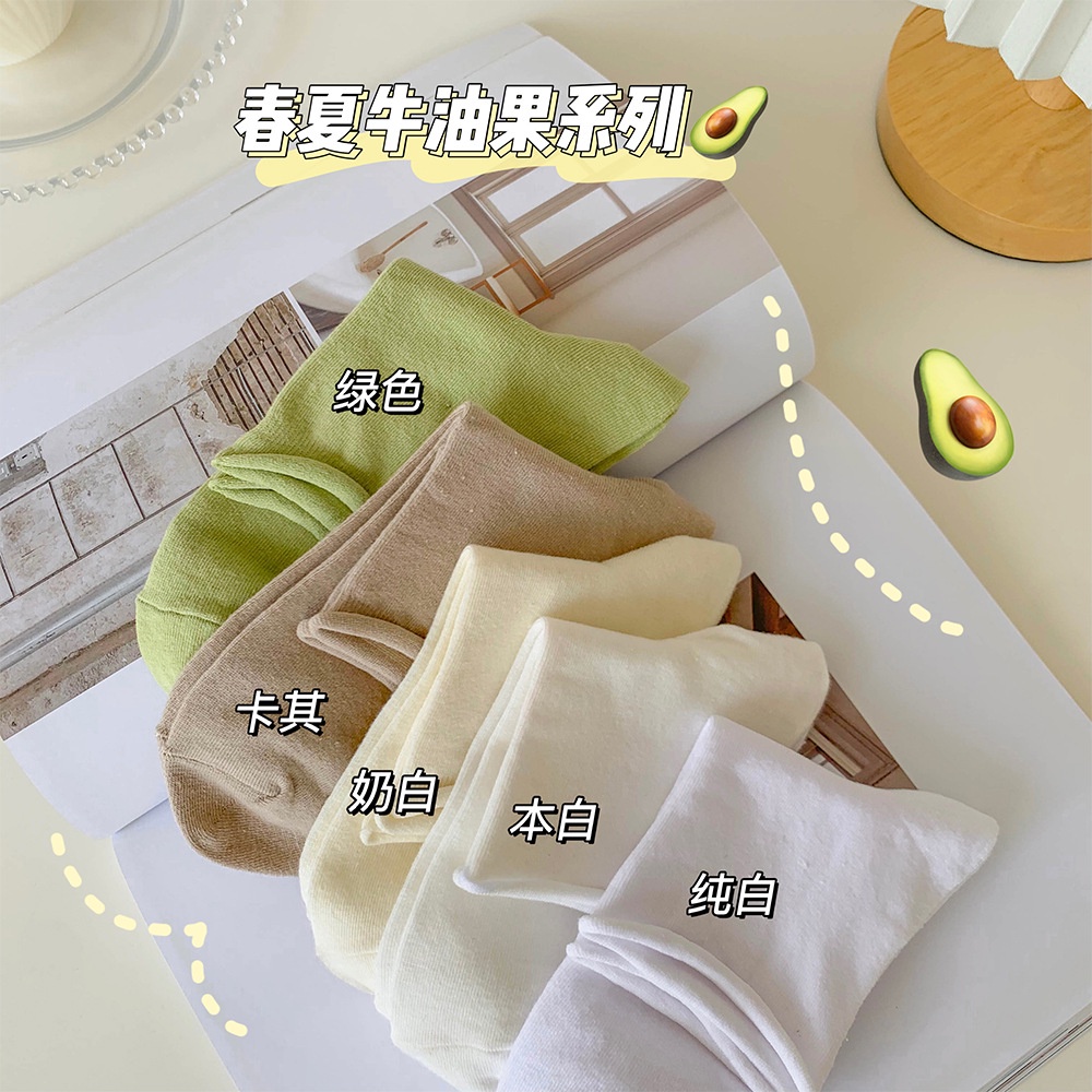 Vớ Cotton Mỏng Cuộn Tròn Màu Sắc Ngọt Ngào Thời Trang Xuân Hè